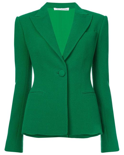 Oscar de la Renta Green Fitted Suit Blazer