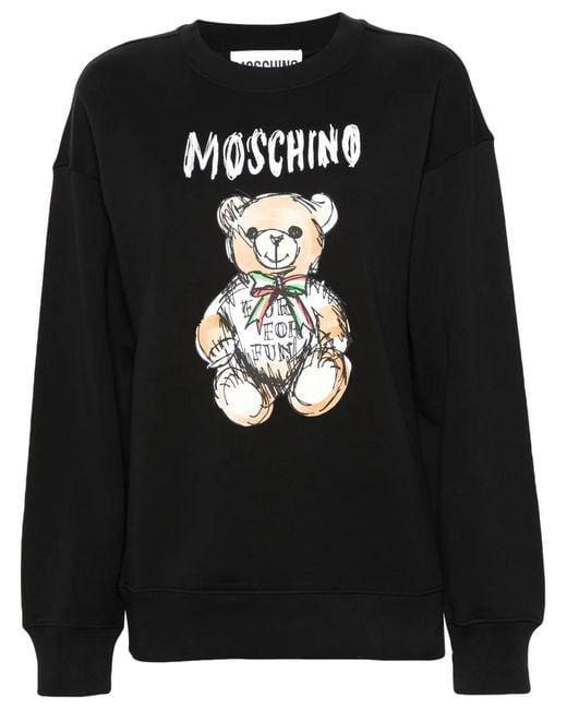 Moschino Black Teddy Bear-Print Cotton Sweatshirt