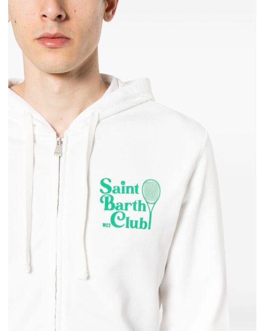 Mc2 Saint Barth White Tennis Club Zip-up Hoodie for men