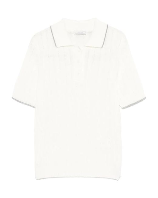 Peserico ケーブルニット ポロシャツ White