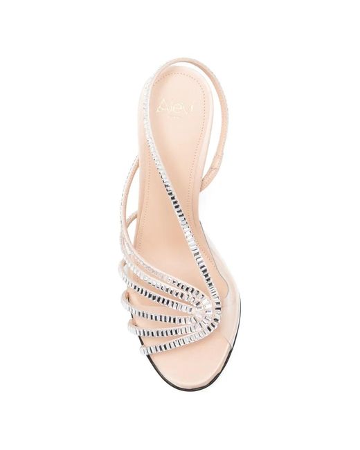 ALEVI White Rhinestone-Embellished Sandals