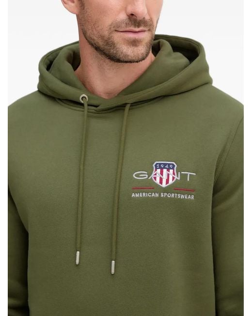 Gant Green Embroidered-Logo Hoodie for men