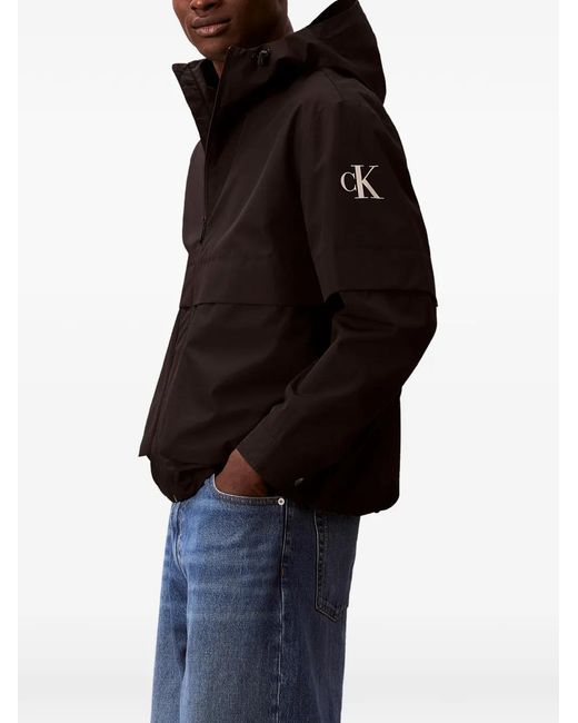 Calvin Klein Black Hooded Logo-Print Jacket for men