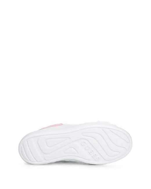 Guess White Logo-Embossed Quilted Sneakers