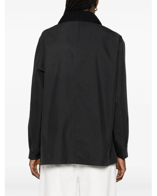 P.A.R.O.S.H. Black Knit-Collar Belted Jacket