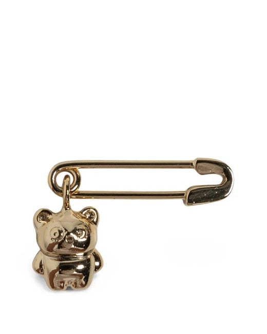 Kate Spade Brown Safety-Pin Bear-Charm Earrings