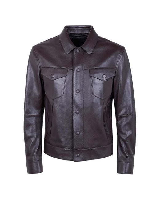 Tom Ford Blue Leather Shirt Jacket for men
