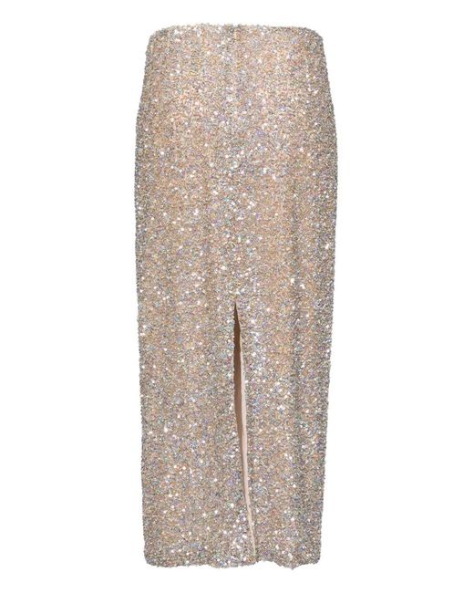 Costarellos Natural Sequinned Skirt