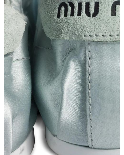 Miu Miu White Plume Satin Sneakers