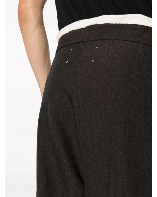Maison Margiela Black Drawstring-Waist Wool Trousers for men