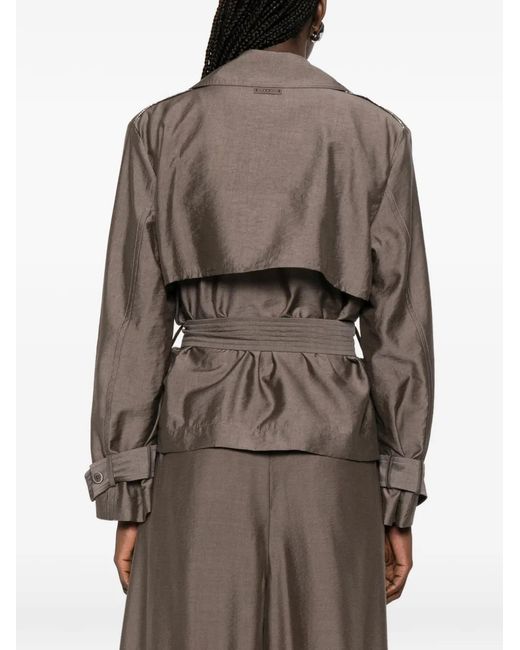 Peserico Brown Belted Double-Breasted Jacket