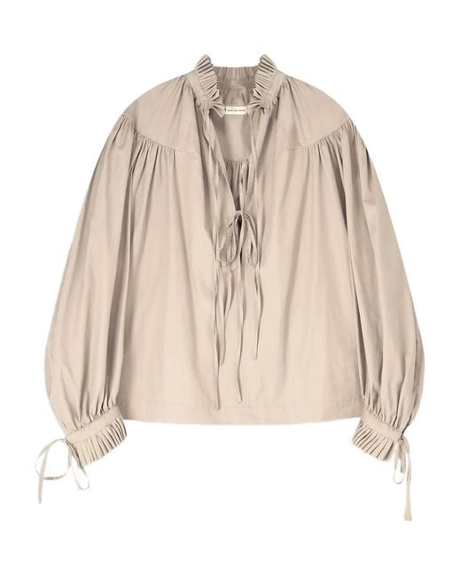 Dries Van Noten Natural Ruffled Cotton Blouse