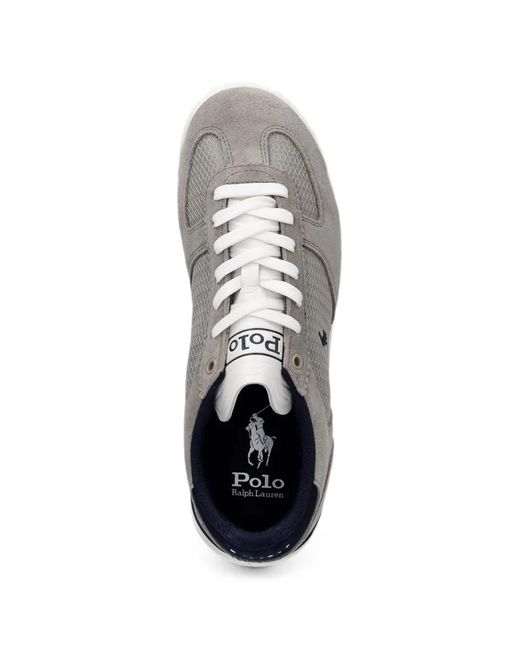 Polo Ralph Lauren White Logo-Embroidered Panelled Sneakers for men
