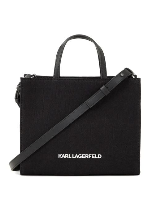 Karl Lagerfeld Black Small Ikon Print Tote Bag