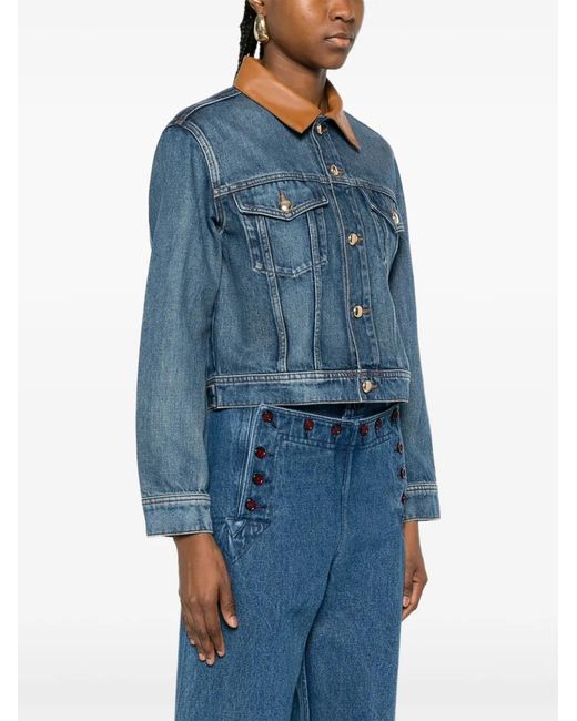 Maje Blue Button Collared Denim Jacket