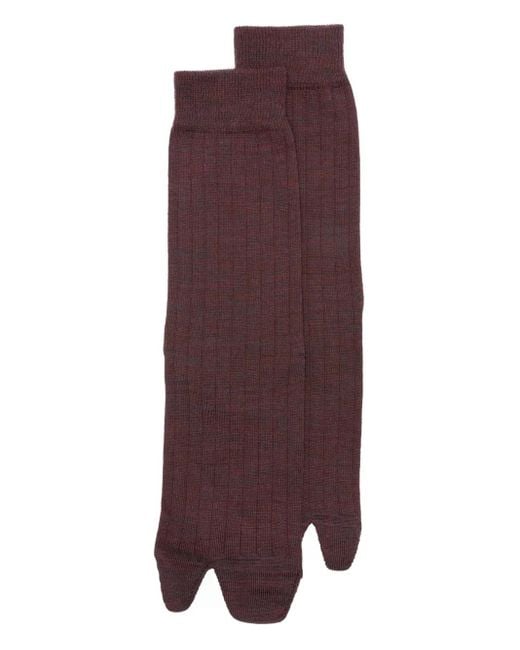Maison Margiela Purple Tabi Socken mit gerippter Kappe