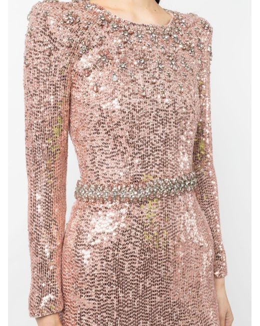 Jenny Packham Pink Georgia Crystal-embellished Sequined Tulle Gown