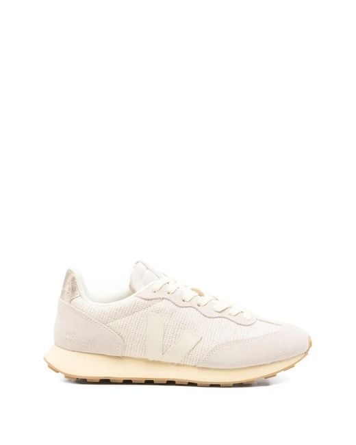 Veja White Panelled Sneakers With Lace-Up Fastening