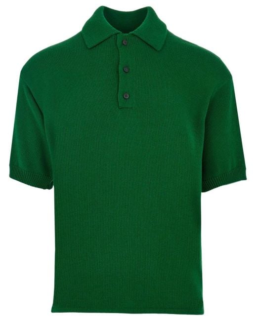 Ferragamo Gestricktes Poloshirt in Green für Herren