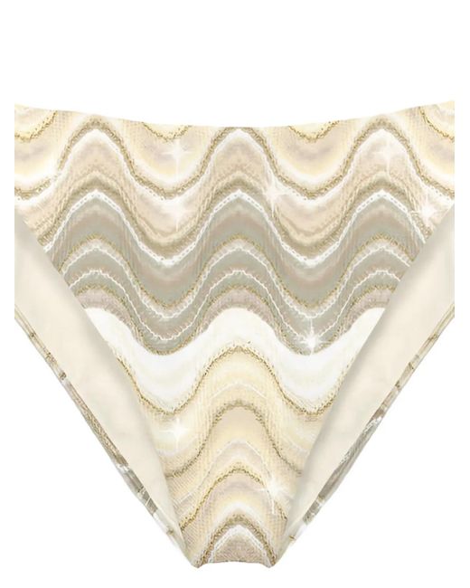 Mc2 Saint Barth White Sadie Marielle Wave-Pattern Bikini Bottom