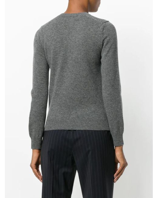 COMME DES GARÇONS PLAY Gray Maglione Lavorato A Maglia Con Logo 'heart'