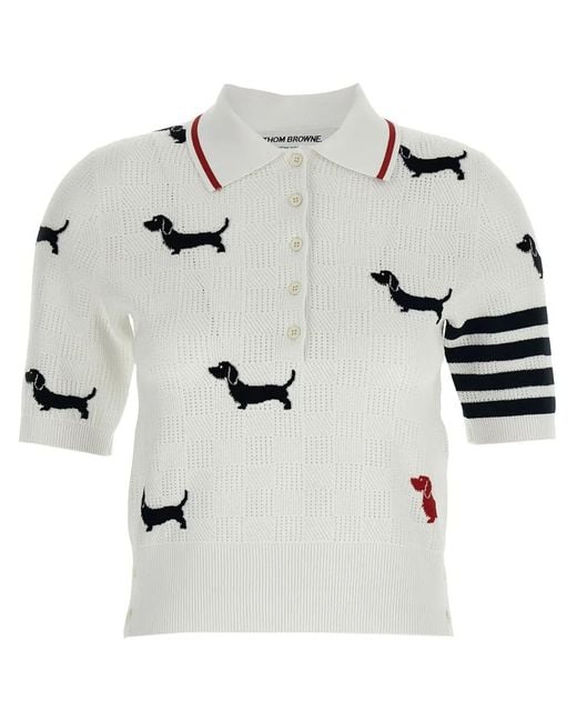 Thom Browne White Hector Polo Shirt