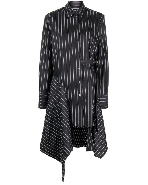 J.W. Anderson Black Asymmetric Striped Cotton Shirtdress