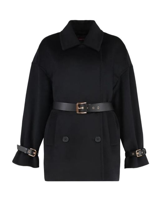 Giacca Doppiopetto Con Cintura di Max Mara in Black