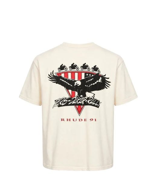 Rhude White Graphic-Print T-Shirt for men