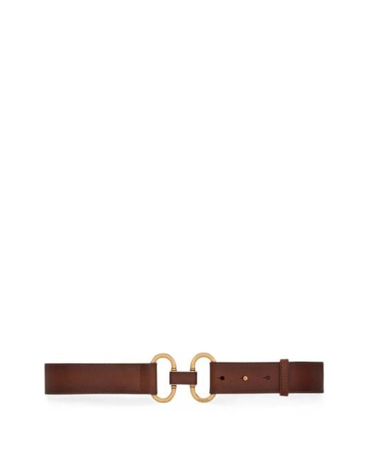 Saint Laurent White Buckle-Fastening Leather Belt