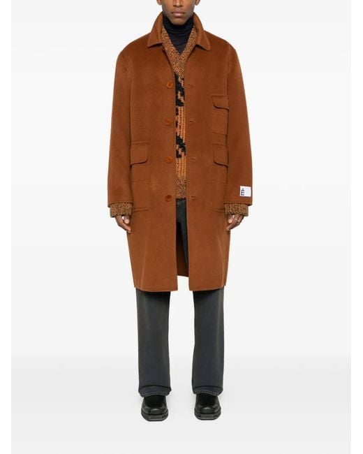 Etudes Studio Brown Button-Up Wool Coat