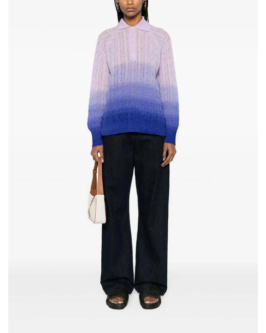 Etro Purple Ombré-Effect Wool Sweater