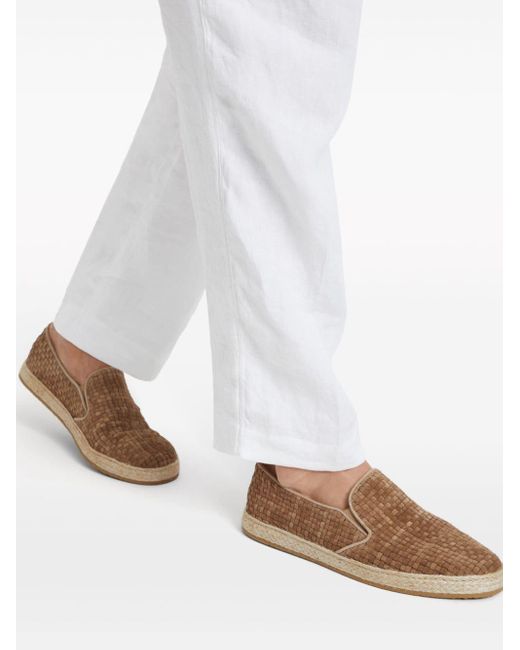 Slippers con diseño entretejido Brunello Cucinelli de hombre de color Brown