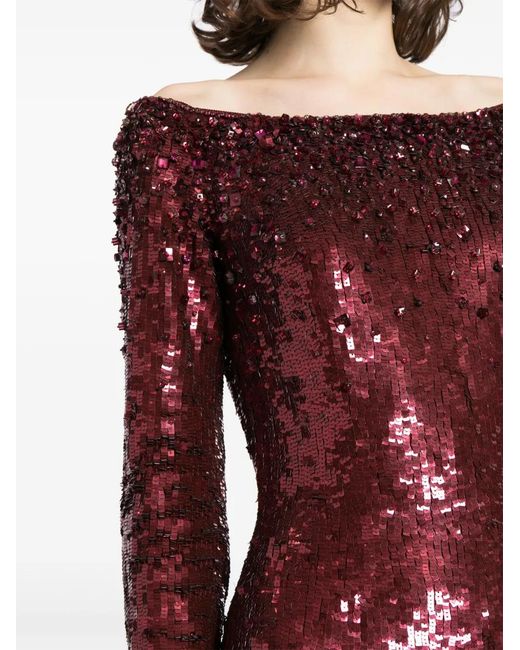 Jenny Packham Red Ballroom Blitz Sequin-Embellished Dress