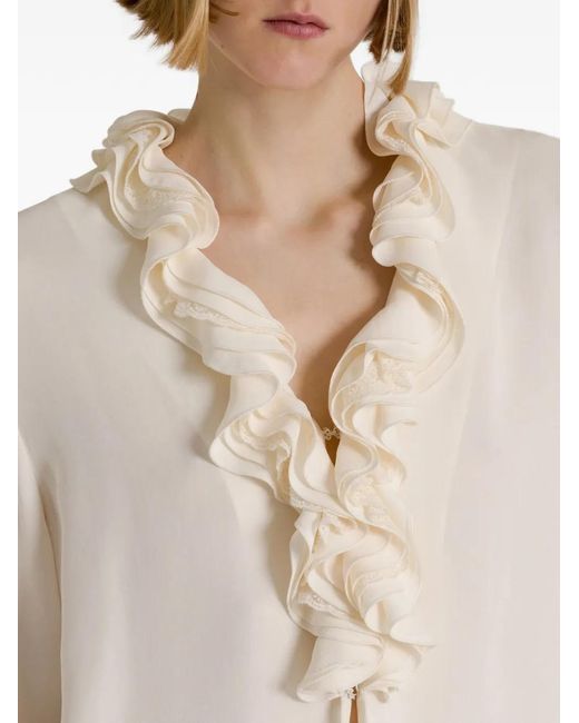 Alberta Ferretti White Ruffled Blouse