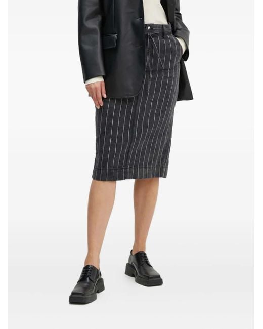 Day Birger et Mikkelsen Black Striped-Pattern Midi Skirt