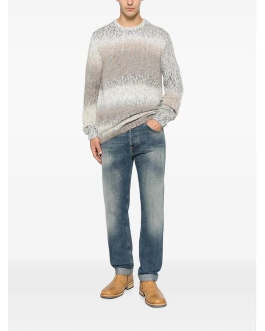 Dondup White Gradient-Effect Chunky-Knit Sweater for men