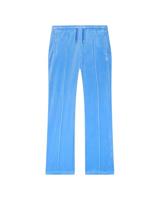 Juicy Couture Blue Diamanté Velour Track Pants
