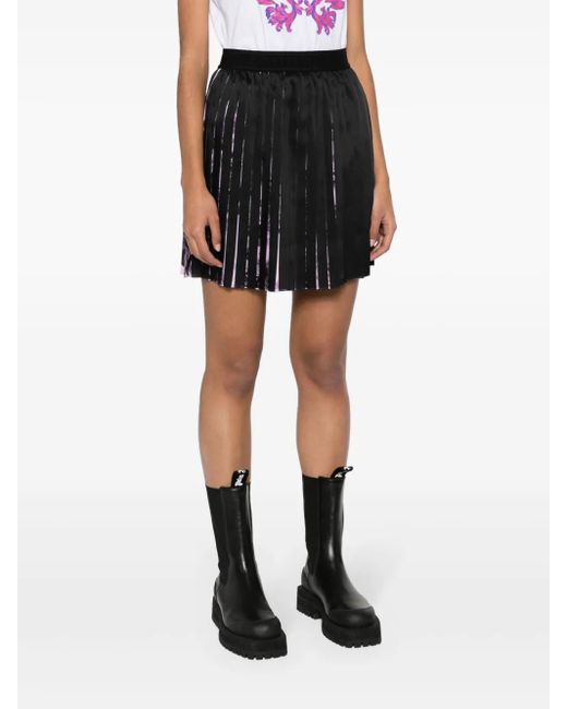 Versace Jeans Couture Black Watercolour Barocco Pleated Mini Skirt