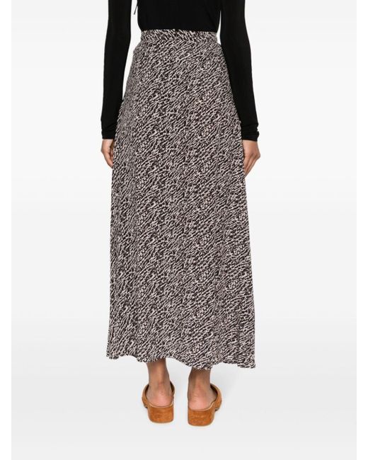 Isabel Marant Gray Sakura Abstract-print Maxi Skirt
