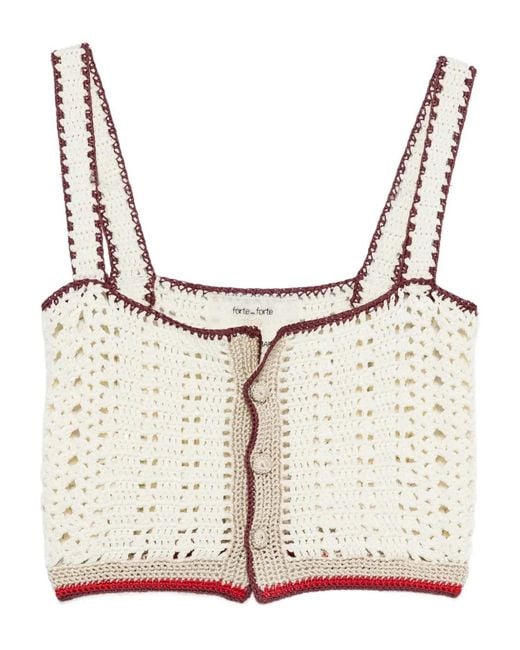 Forte_forte Gray Crochet Button Top