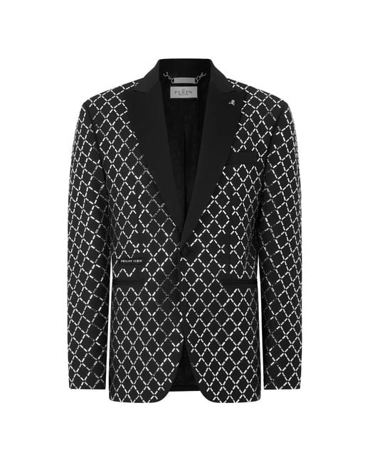Philipp Plein Black Strass-Embellished Blazer for men
