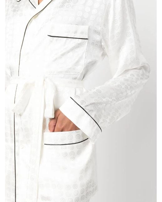 10 Corso Como White Circle-Motif Belted-Waist Shirt