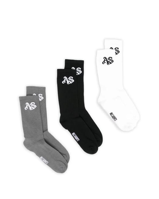 AllSaints White Logo-Knit Ribbed Socks Set (Set Of Three)
