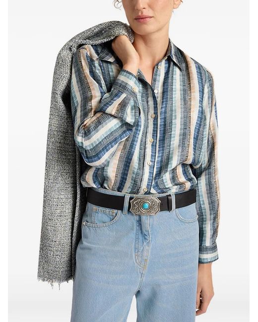 Momoní Blue Collared Printed Shirt