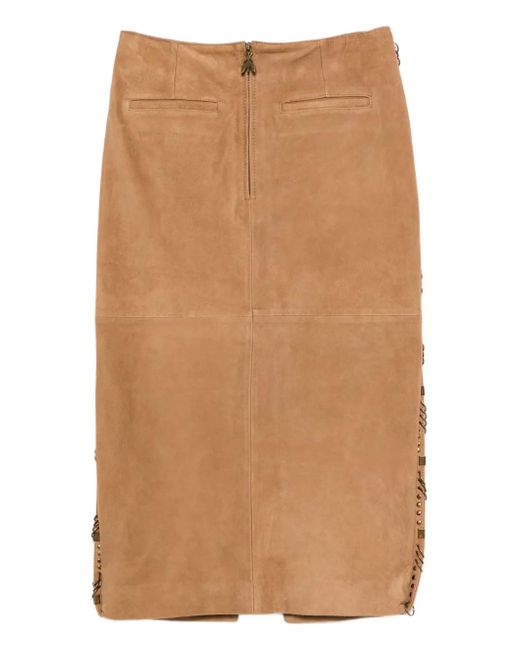 Patrizia Pepe Brown Suede Midi Skirt