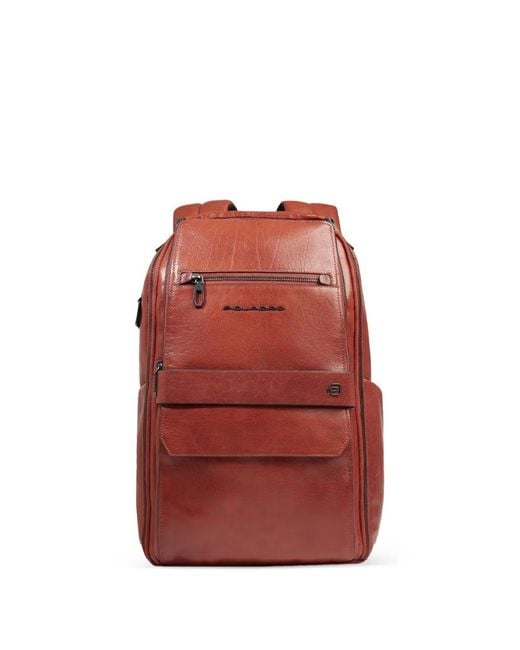 Piquadro Red Solm Leather Backpack