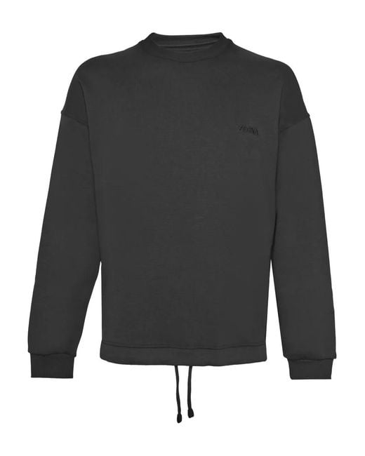 Zegna Gray Drawstring Sweatshirt for men