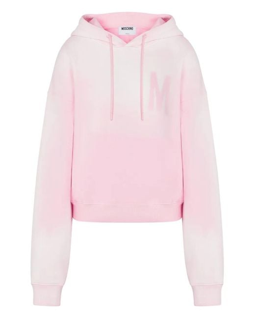 Moschino Pink Logo-Detail Long-Sleeve Hooded Sweater