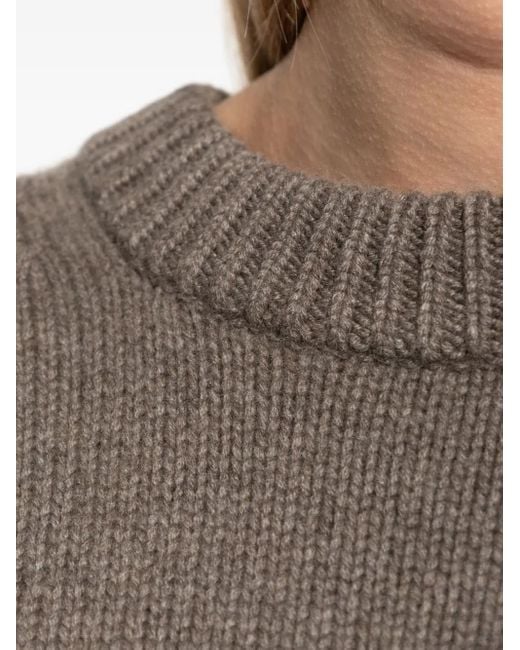 Lisa Yang Gray Renske Ribbed Crew-Neck Sweater